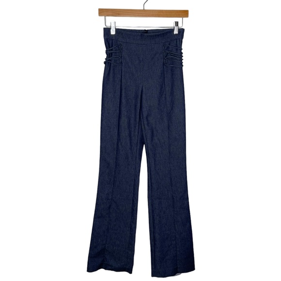 Cushnie et Ochs | Lace Up Wide Leg Denim Trousers 0 - Picture 2 of 9